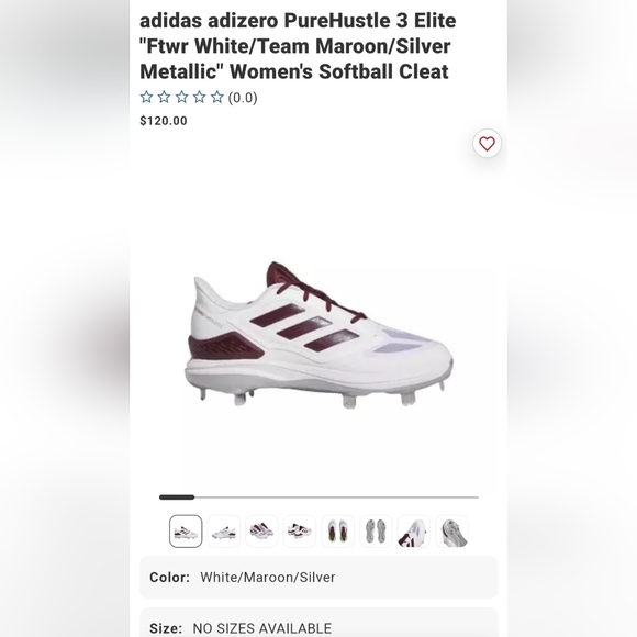 Adidas adizero PureHustle 3 Elite "Ftwr SOFTBALL SHOES WOMEN'S - Picture 2 of 14